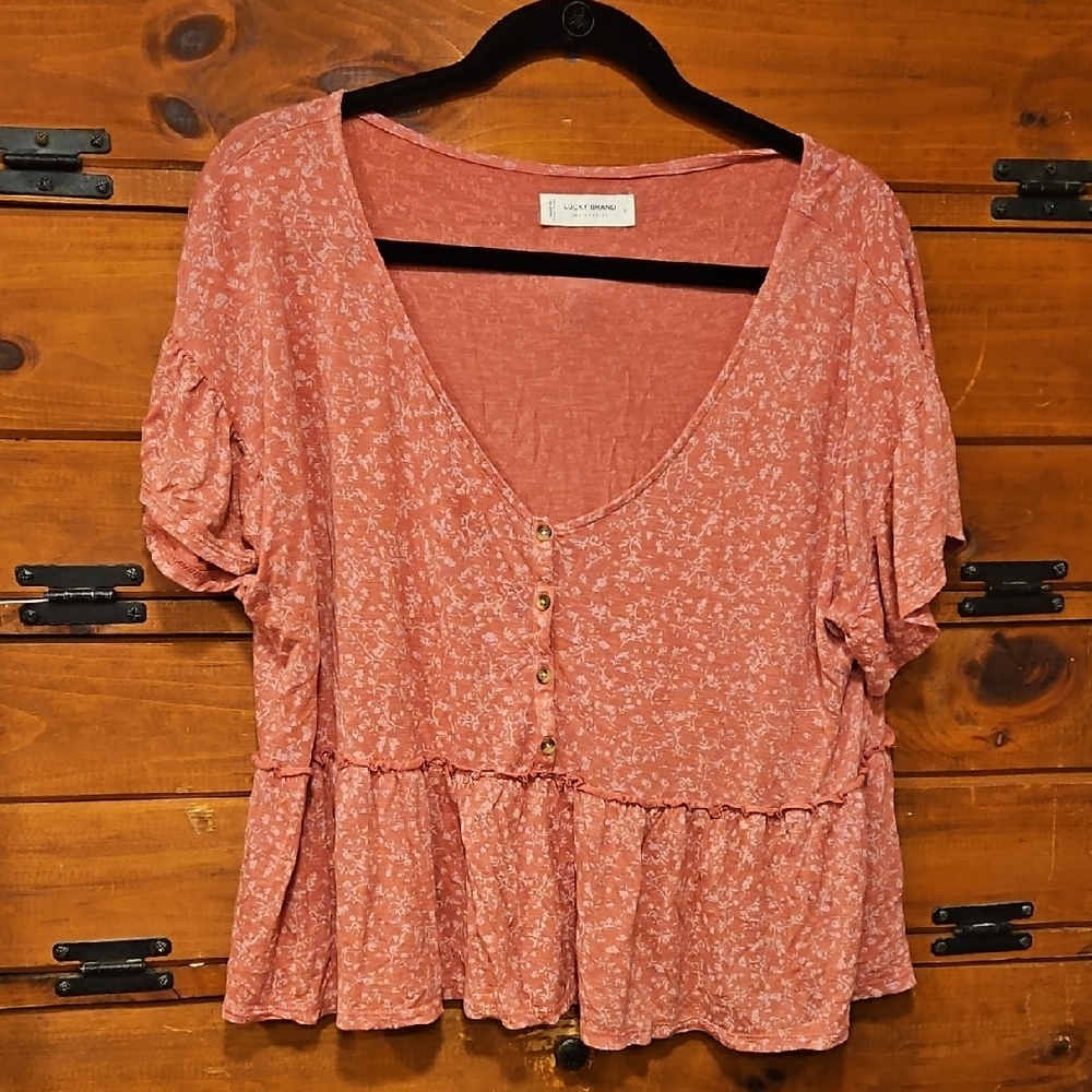 Lucky Brand Pink Peplum Blouse